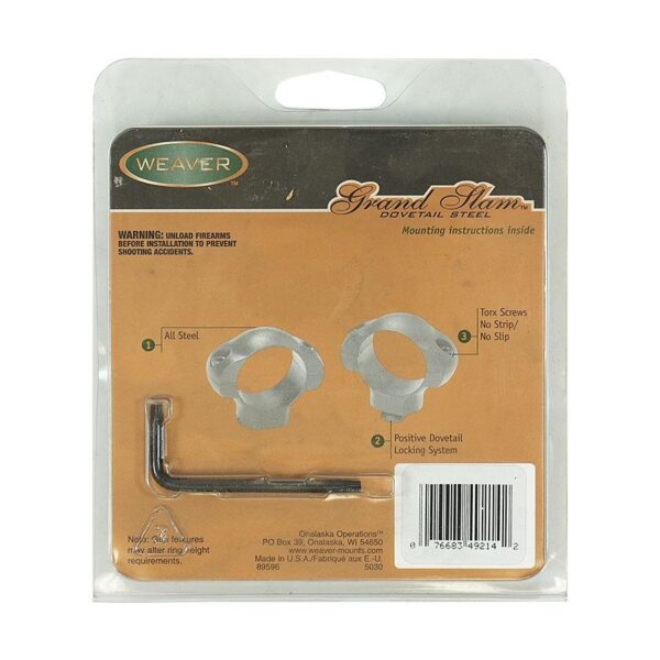 Weaver Grand Slam Ruger Style .22 cal Rimfire Scope Rings 1" High Nickel - Precision Shot Firearms