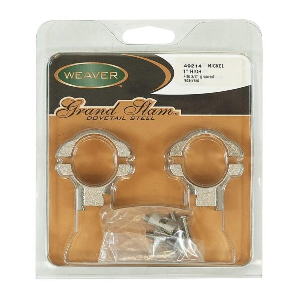 Weaver Grand Slam Ruger Style .22 cal Rimfire Scope Rings 1" High Nickel - Precision Shot Firearms