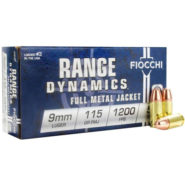 Fiocchi Range Dynamics Ammunition 9mm Luger 115gr FMJ 1200 fps 50/ct - Precision Shot Firearms
