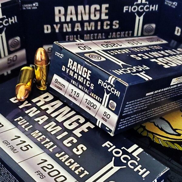 Fiocchi Range Dynamics Ammunition 9mm Luger 115gr FMJ 1200 fps 50/ct - Precision Shot Firearms