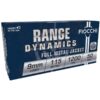 Fiocchi Range Dynamics Ammunition 9mm Luger 115gr FMJ 1200 fps 50/ct - Precision Shot Firearms
