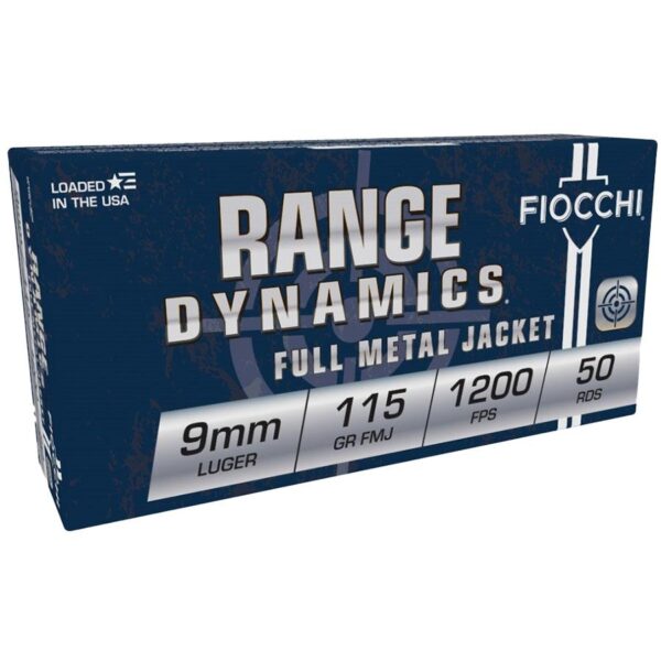 Fiocchi Range Dynamics Ammunition 9mm Luger 115gr FMJ 1200 fps 50/ct - Precision Shot Firearms