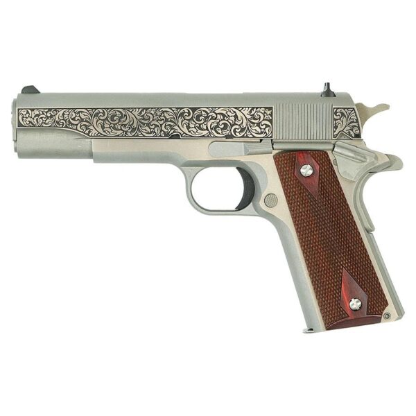 Colt Government Model "Filigree Frame and Barrel" Handgun .45 ACP 7rd Magazine 5" Barrel Stainless Frame - Precision Shot Firearms