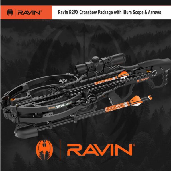 Ravin R29X Crossbow Package with Illum Scope & Arrows Draw Handle Black - Precision Shot Firearms
