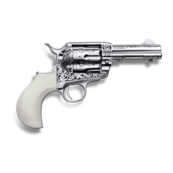 HUCKLEBERRY 3.5'' 45LC NICKEL W/ LASER ENGRAVING POLY IVORY GRIP - Precision Shot Firearms