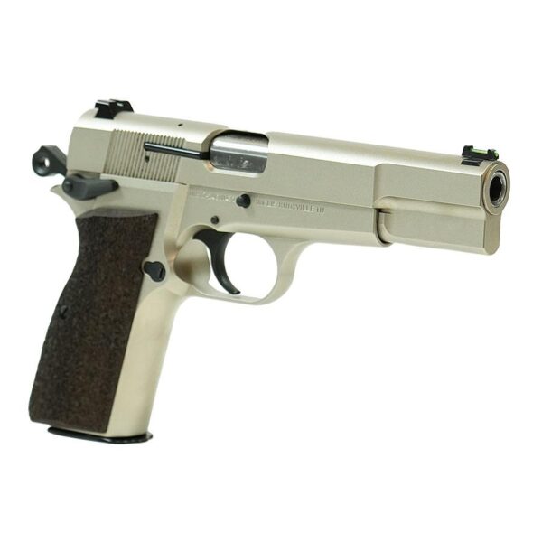 SDS Imports Inglis P-35 Handgun 9mm Luger 15rd Capacity 4.7'' Barrel G10 Grips Nickel Finish Green Fiber Front Sight - Precision Shot Firearms