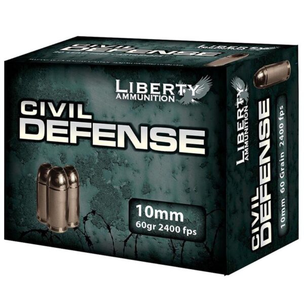 Liberty Civil Defense Handgun Ammunition 10mm Auto 60 gr SCHP 2400 fps 20/ct - Precision Shot Firearms