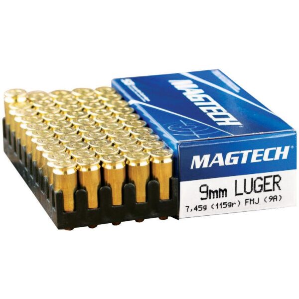 MagTech Handgun Ammunition 9mm Luger 115 gr FMJ 1135 fps 50/ct - Precision Shot Firearms