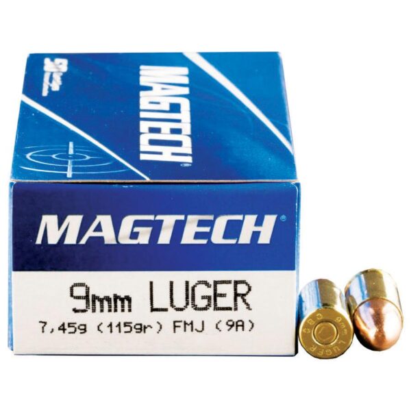 MagTech Handgun Ammunition 9mm Luger 115 gr FMJ 1135 fps 50/ct - Precision Shot Firearms