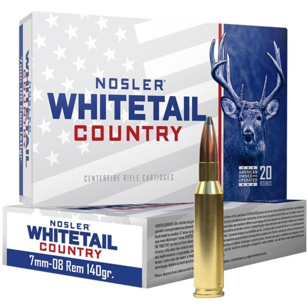 Nosler Whitetail Country Rifle Ammunition 7mm-08 Rem 140gr SP 2825 fps 20/ct - Precision Shot Firearms
