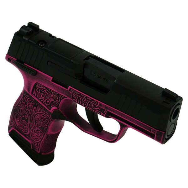 Sig Sauer P365 Exclusive "Pink Filigree" Handgun 9mm Luger 10rd Magazine(2) 3.1" Barrel Manual Safety X-RAY 3 Sights Optic Ready - Precision Shot Firearms