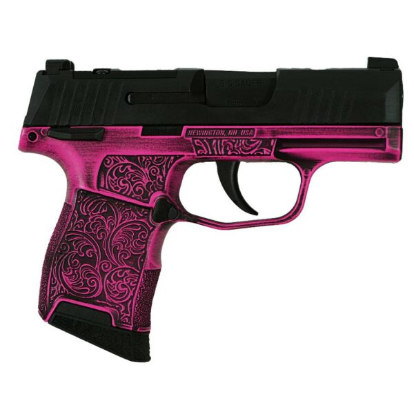 Sig Sauer P365 Exclusive "Pink Filigree" Handgun 9mm Luger 10rd Magazine(2) 3.1" Barrel Manual Safety X-RAY 3 Sights Optic Ready - Precision Shot Firearms