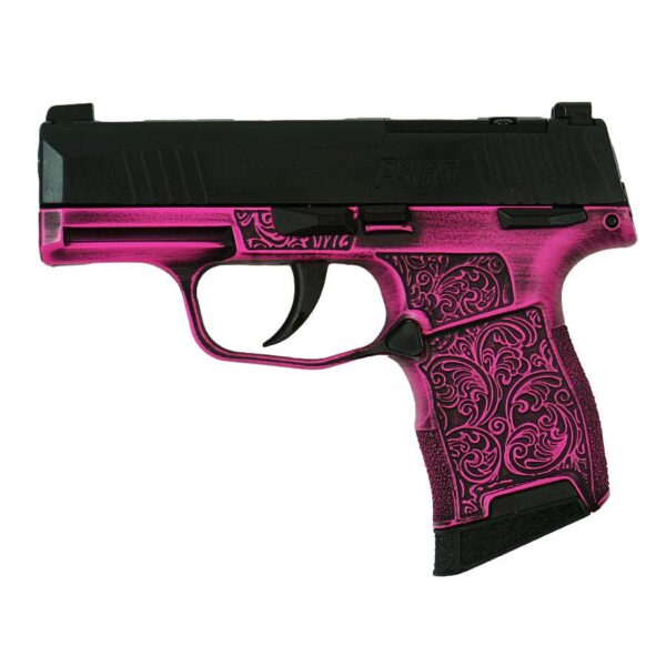 Sig Sauer P365 Exclusive "Pink Filigree" Handgun 9mm Luger 10rd Magazine(2) 3.1" Barrel Manual Safety X-RAY 3 Sights Optic Ready - Precision Shot Firearms