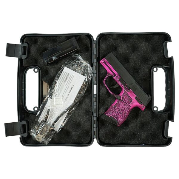 Sig Sauer P365 Exclusive "Pink Filigree" Handgun 9mm Luger 10rd Magazine(2) 3.1" Barrel Manual Safety X-RAY 3 Sights Optic Ready - Precision Shot Firearms