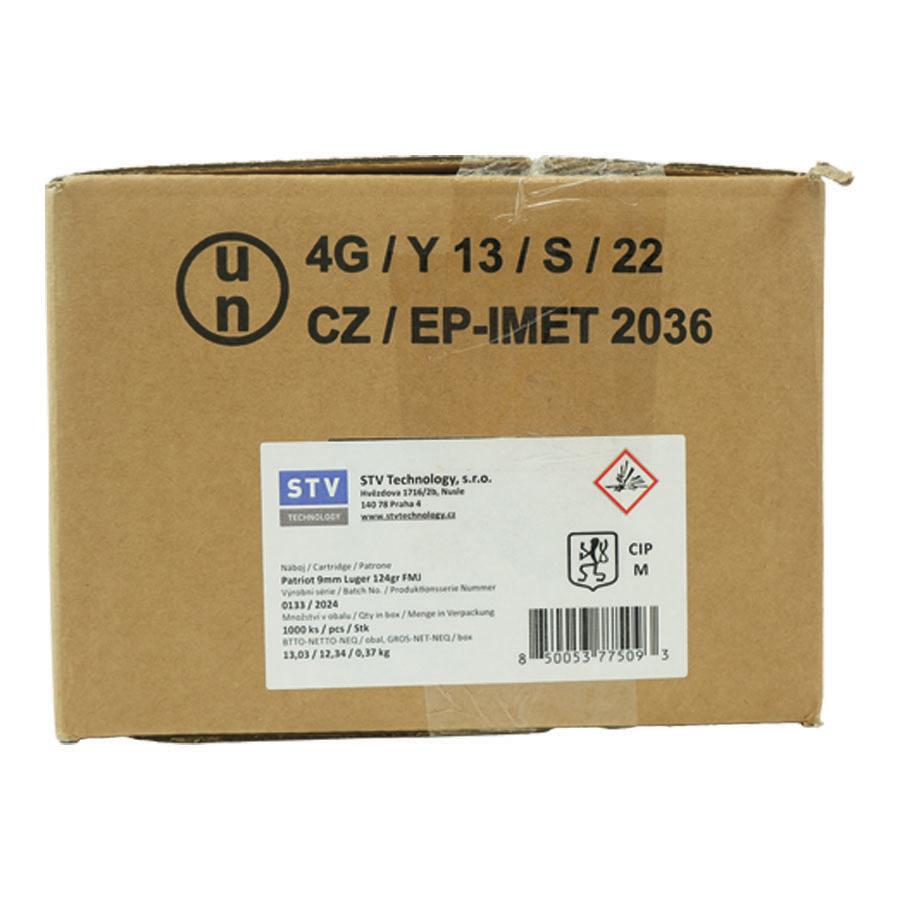 Patriot Sports Brass Case Handgun Ammunition 9mm Luger 124gr FMJ 1148 fps 1000/ct (Case of 20-50/ct Boxes) - Precision Shot Firearms