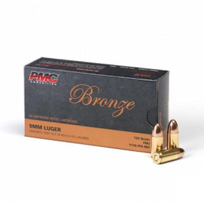 PMC Bronze Handgun Ammunition 9mm Luger 124 gr FMJ 1110 fps 1000/ct - Precision Shot Firearms