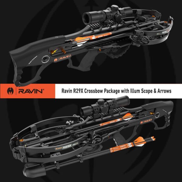 Ravin R29X Crossbow Package with Illum Scope & Arrows Draw Handle Black - Precision Shot Firearms