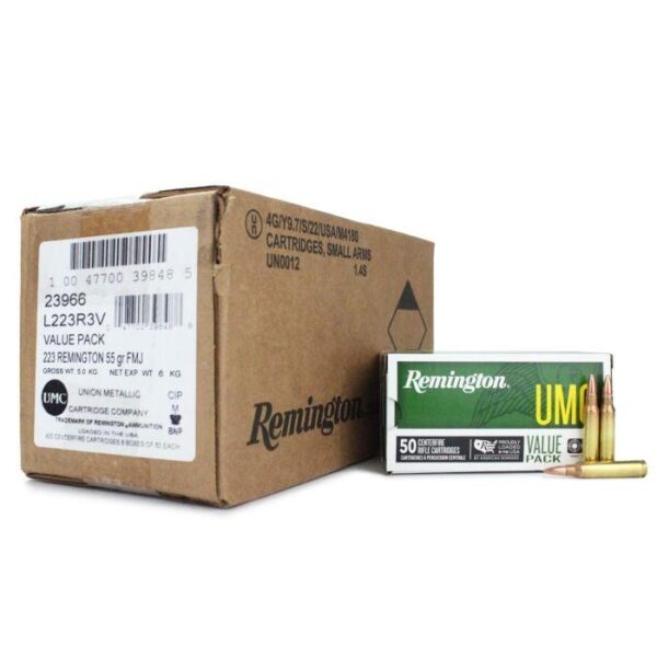Remington UMC Rifle Ammunition .223 Rem 55 gr FMJ 3240 fps 400/ct Case(8-50/ct Boxes) - Precision Shot Firearms
