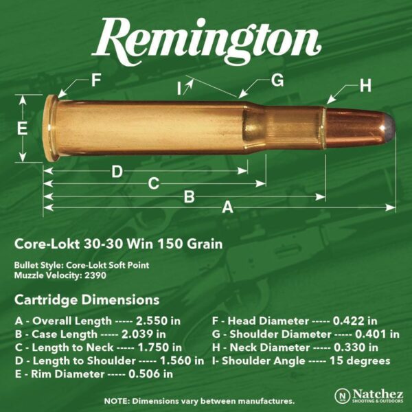 Remington Core-Lokt Rifle Ammunition .30-30 Win 150 gr SP 2390 fps 20/ct - Precision Shot Firearms