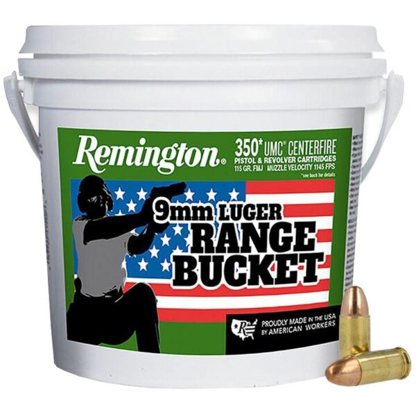 Remington UMC "Range Bucket" Ammunition 9mm Luger 115 gr MC 1145 fps 350/ct - Precision Shot Firearms