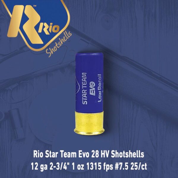 Rio Star Team Shotshells 12 ga 2 3/4" MAX 7/8 oz #7.5 1360 fps 25/ct - Precision Shot Firearms