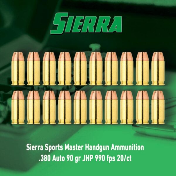 Sierra Sports Master Handgun Ammunition .380 Auto 90 gr JHP 990 fps 20/ct - Precision Shot Firearms