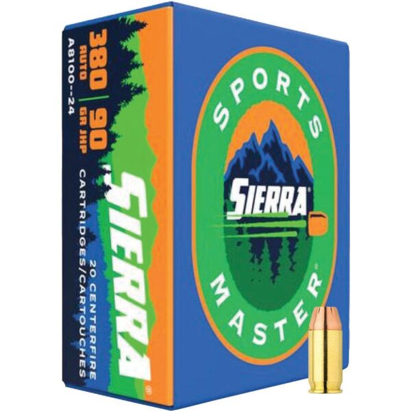 Sierra Sports Master Handgun Ammunition .380 Auto 90 gr JHP 990 fps 20/ct - Precision Shot Firearms
