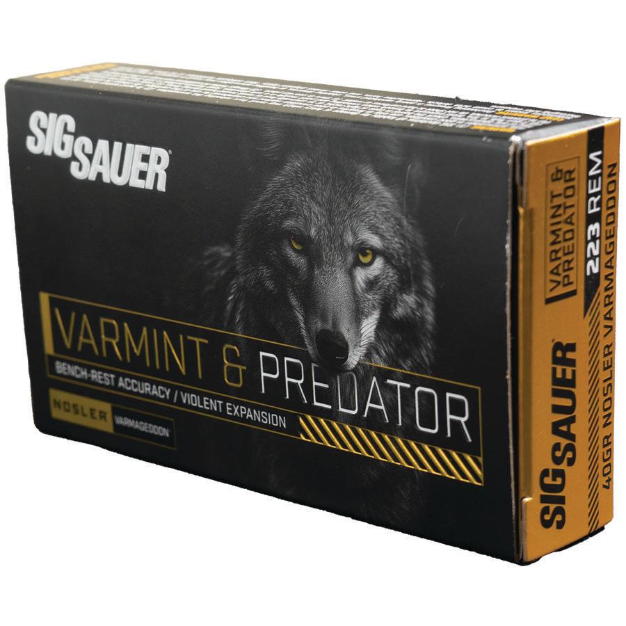 Sig Sauer Varmint & Predator w/Varmageddon Rifle Ammunition .223 Rem 40gr PT 3650 fps 20/ct - Precision Shot Firearms
