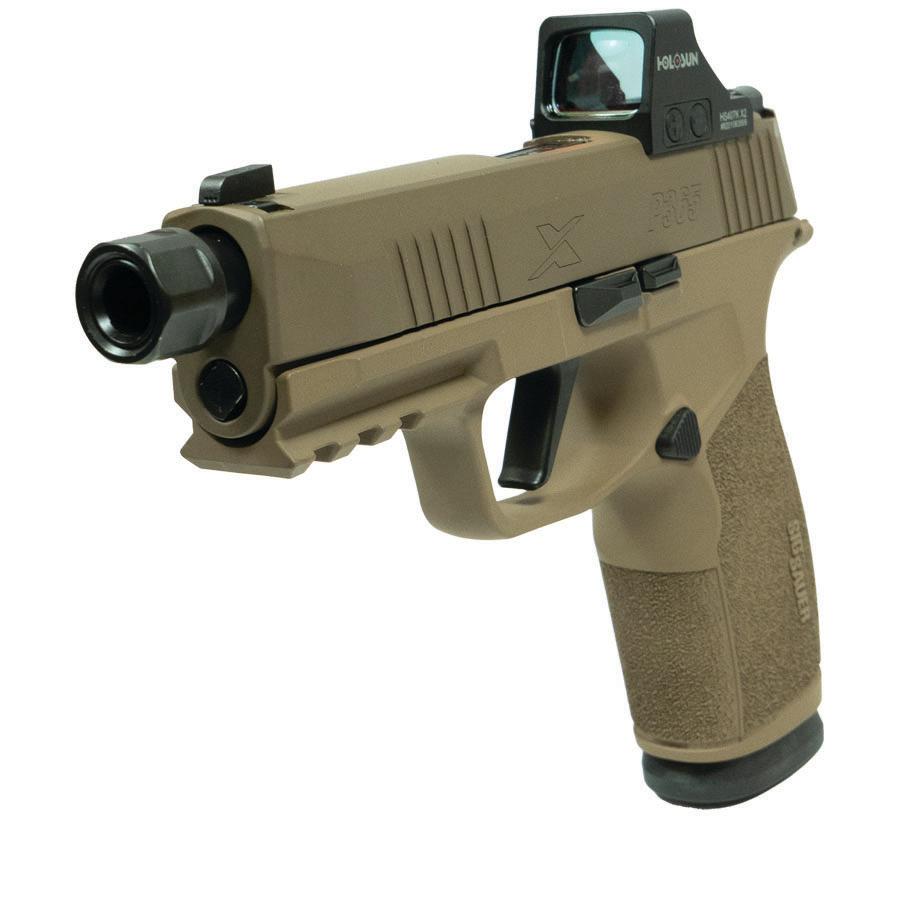 Sig P365 XMacro Handgun 9mm Luger 17rd Magazines (2) Threaded Barrel Two-Tone Tan XSeries Slide with Optic - Precision Shot Firearms