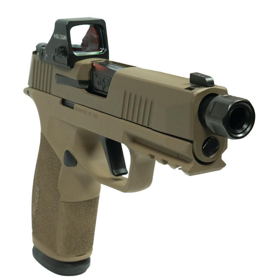 Sig P365 XMacro Handgun 9mm Luger 17rd Magazines (2) Threaded Barrel Two-Tone Tan XSeries Slide with Optic - Precision Shot Firearms