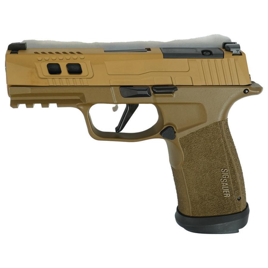 Sig Sauer P365 Two-Tone Brown XMACRO TACOPS Handgun 9mm Luger 17rd Magazines(4) 3.7" Barrel - Precision Shot Firearms