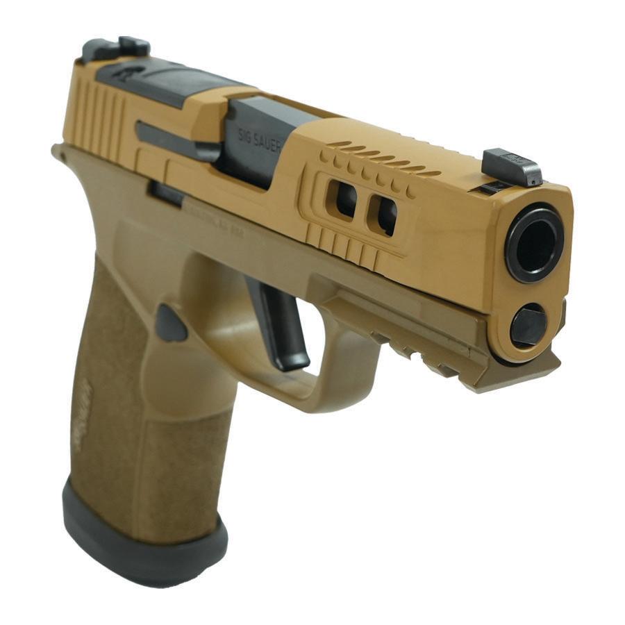 Sig Sauer P365 Two-Tone Brown XMACRO TACOPS Handgun 9mm Luger 17rd Magazines(4) 3.7" Barrel - Precision Shot Firearms