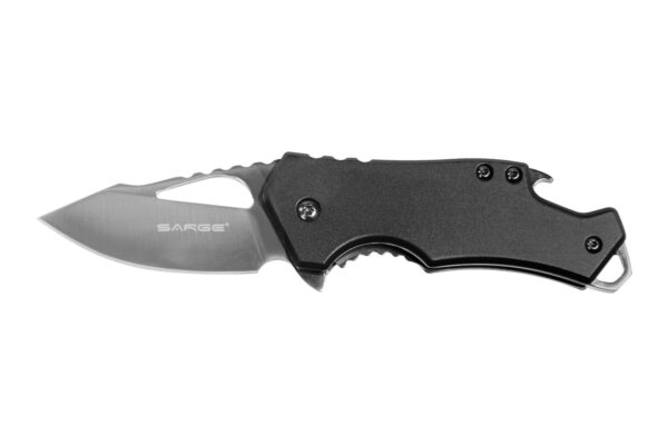 Sarge Knives Black Fuse Folding Knife 2 3/8" Blade Black with Bottle Opener - Precision Shot Firearms