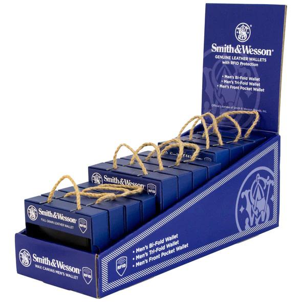 Smith & Wesson Men's Genuine Leather Wallet 12pc Counter Display - Precision Shot Firearms