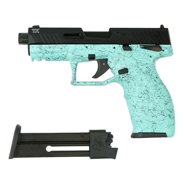 Taurus TX22 Gen 2 Handgun .22 LR 10rd Magazines (2) 4.16" Barrel Cyan Splatter Grip Black Slide - Precision Shot Firearms