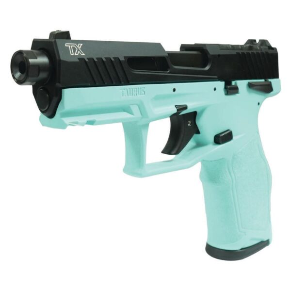 Taurus 2TX22 TORO Handgun .22 LR 16(1)&22(1)rd Magazines 4.6" Threaded Barrel Black Slide/Cyan Frame - Precision Shot Firearms
