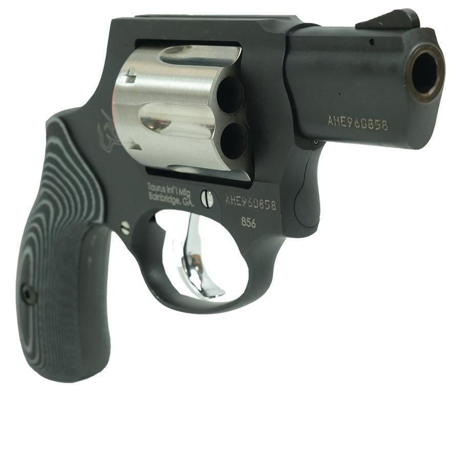 Taurus 856 Concealed Hammer Handgun .38 Spl 6rd Capacity 2" Barrel Matte Black Finish/Stainless Cylinder Grey VZ Grips - Precision Shot Firearms