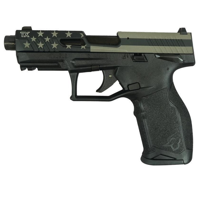 Taurus TX22 Flag Slide Handgun .22 LR 16rd Magazines(2) 4.6" Threaded Barrel Flag Slide/Black Frame - Precision Shot Firearms