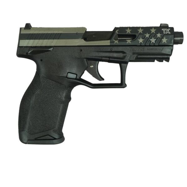 Taurus TX22 Flag Slide Handgun .22 LR 16rd Magazines(2) 4.6" Threaded Barrel Flag Slide/Black Frame - Precision Shot Firearms