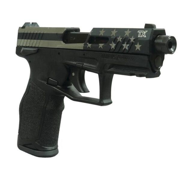 Taurus TX22 Flag Slide Handgun .22 LR 16rd Magazines(2) 4.6" Threaded Barrel Flag Slide/Black Frame - Precision Shot Firearms