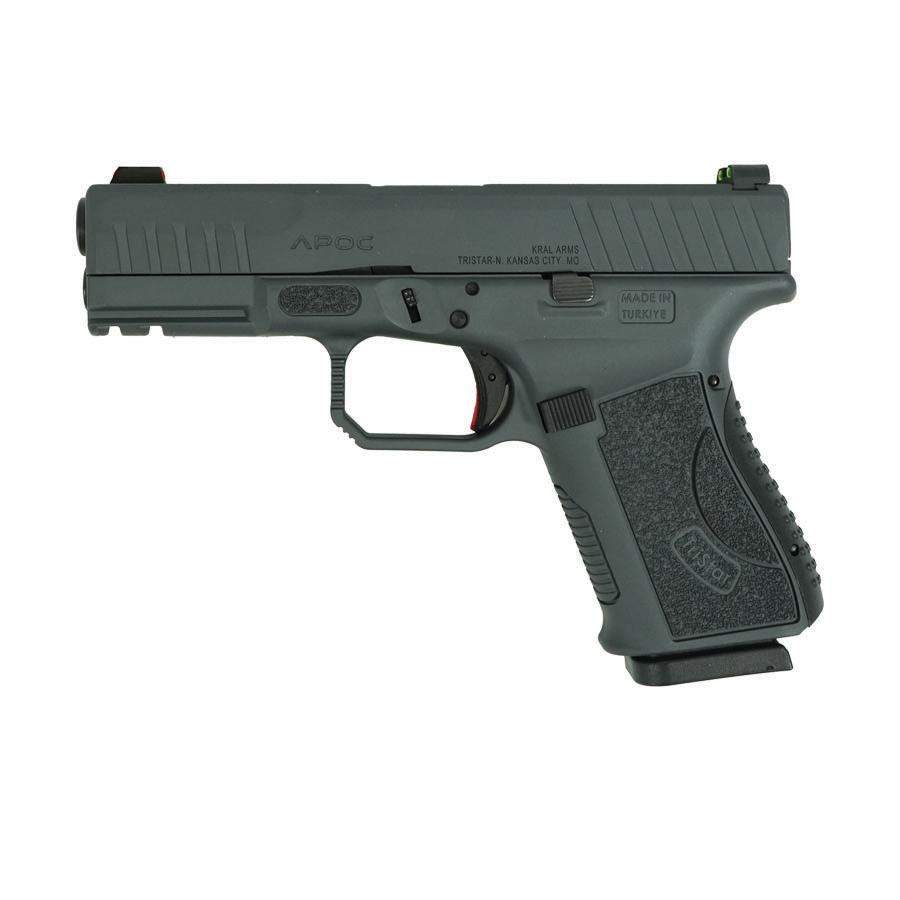 Tristar APOC Handgun 9mm Luger 15rd Magazine(2) 4" Barrel Fiber Optic Sights Black Sniper Gray - Precision Shot Firearms