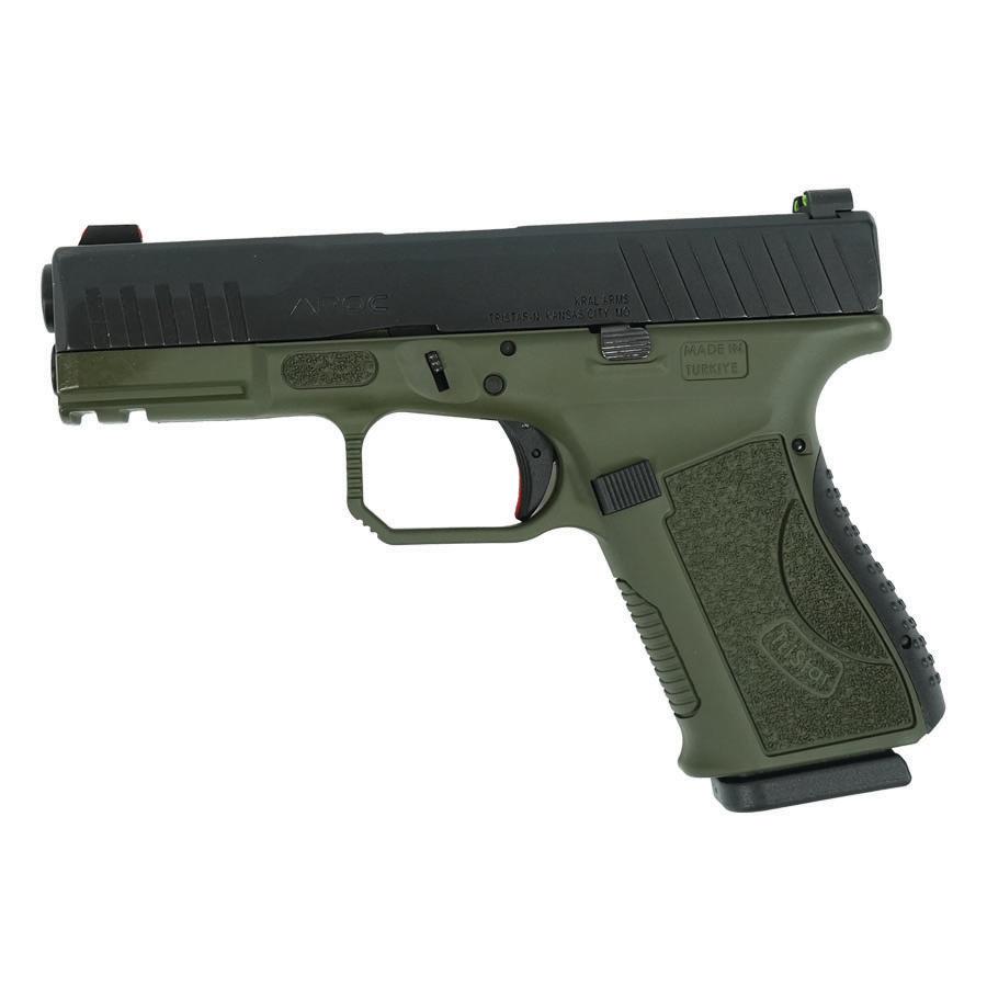Tristar APOC Handgun 9mm Luger 15rd Magazine 4" Barrel Fiber Optic Sights OD Green/Black - Precision Shot Firearms
