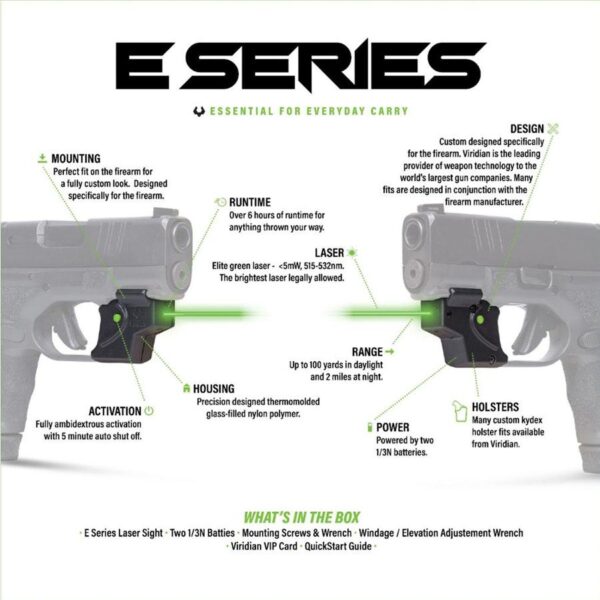 Viridian E Series Green Laser Sight for Taurus G2C G3 G3c G2S PT111 G2 Black - Precision Shot Firearms
