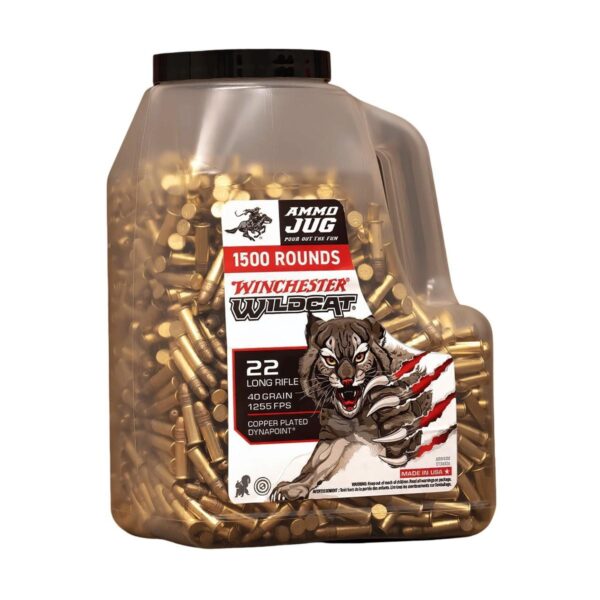 Winchester Wildcat Rimfire Ammuntiion .22 LR 40gr 1255 fps CPHP 1500/ct Jug - Precision Shot Firearms